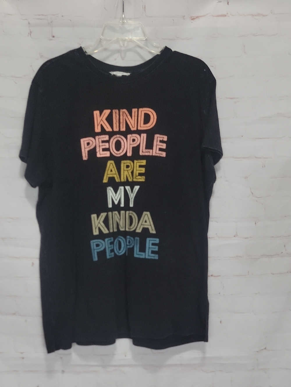 4/$20 Maurices Black Short Sleeve Tee with Colorful Block Lettering